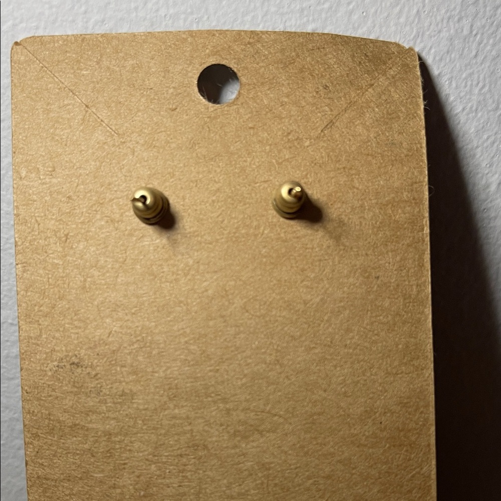 Goldtone Matte Double G Earrings - Picture 2 of 2